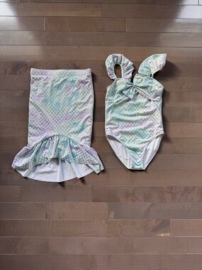 Janie and Jack White and Silver Mermaid Scale Top and Cover Up